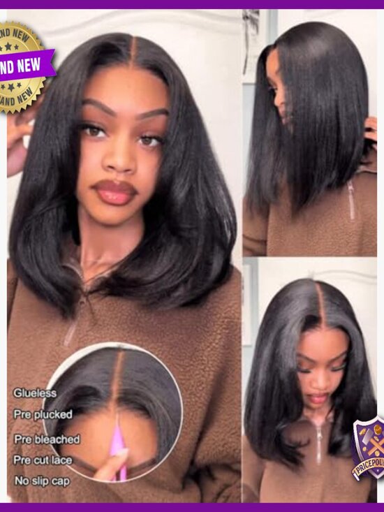 Human Hair Bob Wig 10 Inch Glueless Lace Front 180% Density